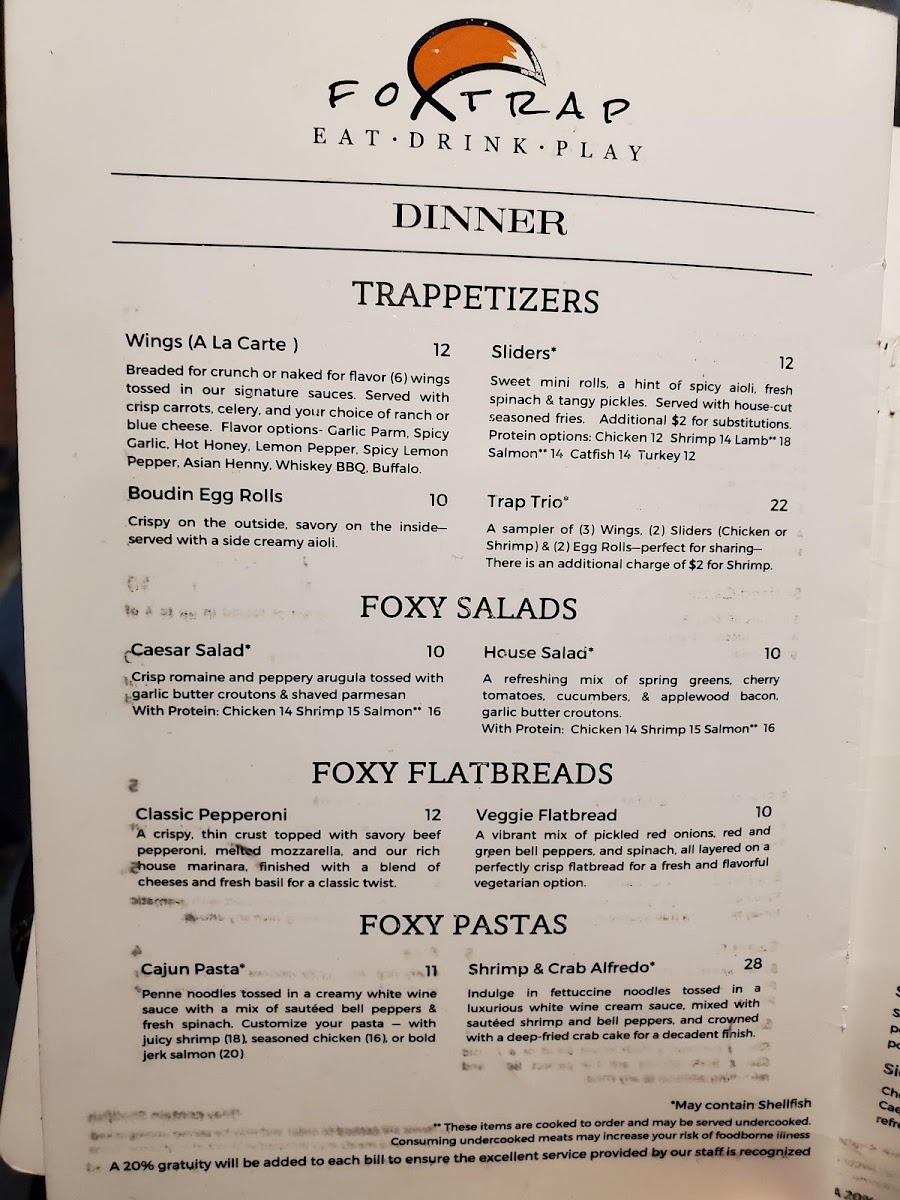 Menu The Fox Trap Restaurant & Lounge-1