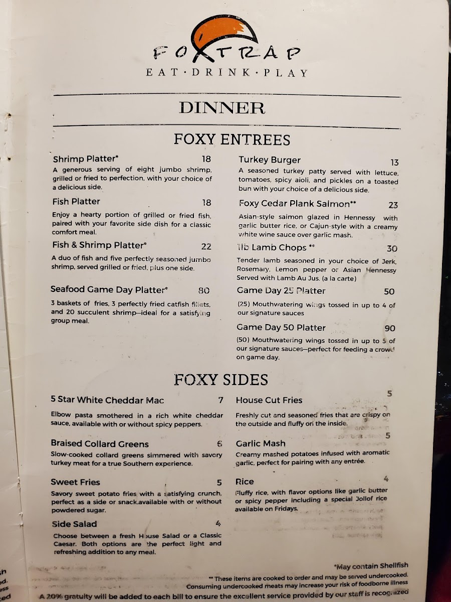 Menu The Fox Trap Restaurant & Lounge-2